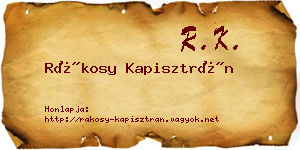 Rákosy Kapisztrán névjegykártya